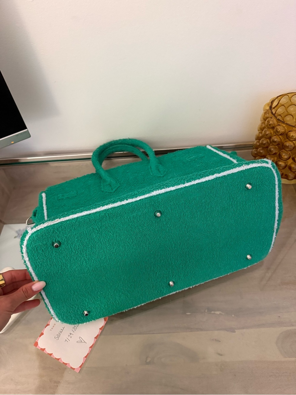 Terry cloth birkin / boatkin style bag - Picture 4 of 6